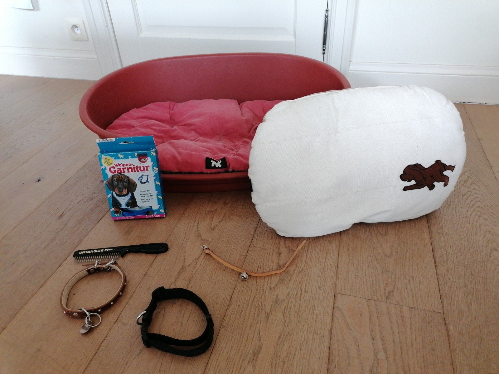 Kit de démarrage pour chiots (panier, harnais, colliers,...), Animaux & Accessoires, Enlèvement, Utilisé, Panier pour chien