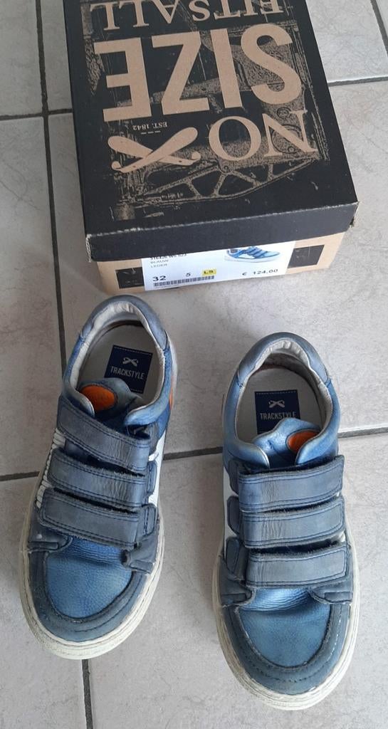 Blauwe lederen sneakers met velcro TRACK STYLE maat 32, Gebruikt, Schoenen, Ophalen of Verzenden, Track style
