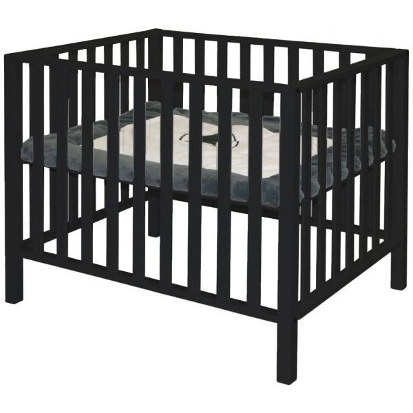 Babybox (zwart/donkergrijs hout) park, Kinderen en Baby's, Ophalen of Verzenden, Gebruikt, Vierkant, In hoogte verstelbaar