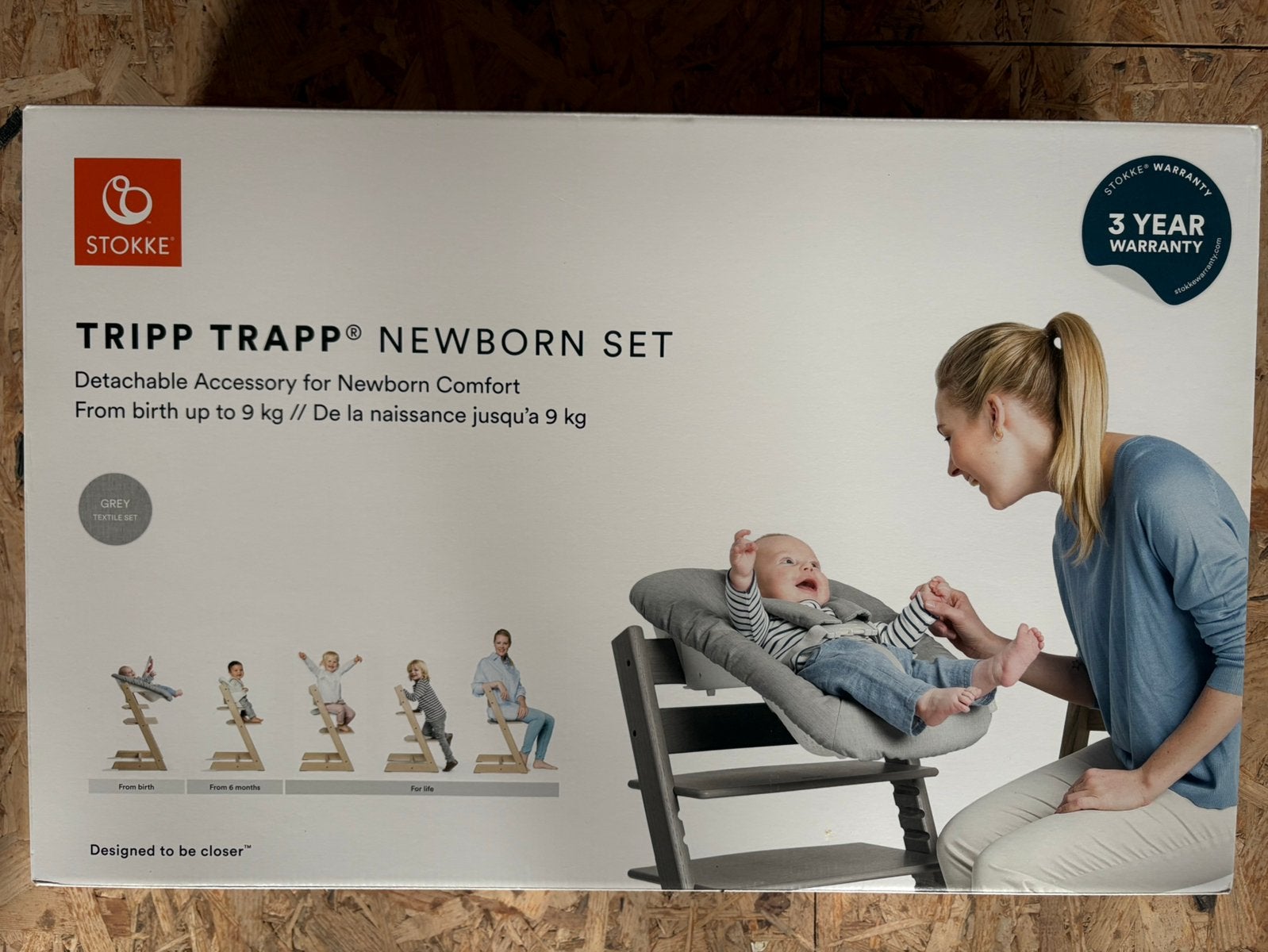 Stokke zitje voor eetstoel Tripp Trapp Newborn Set grey, Kinderen en Baby's, Ophalen, Zo goed als nieuw, Meegroeistoel, Gordel(s)