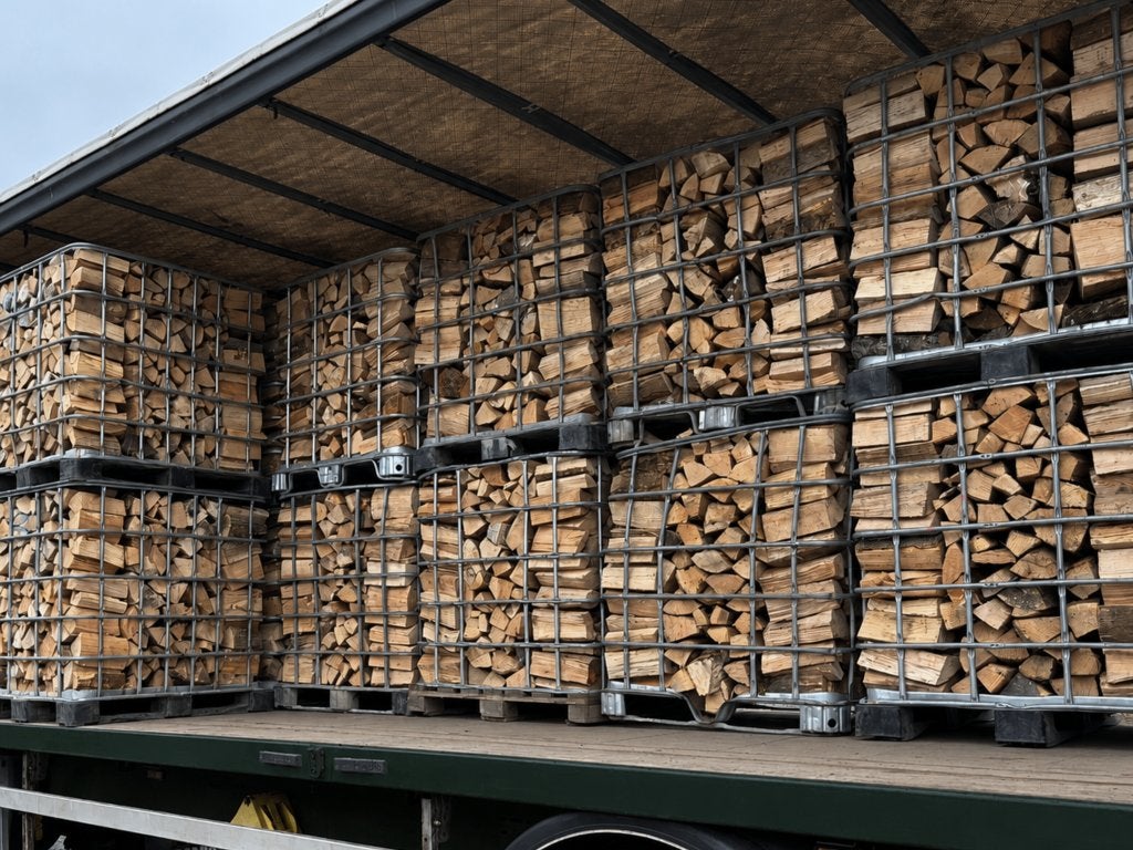 Brandhout in IBC-kratten voor wederverkopers | vanaf 50 stuk, 6 m³ of meer, Verzenden, Eikenhout, Blokken