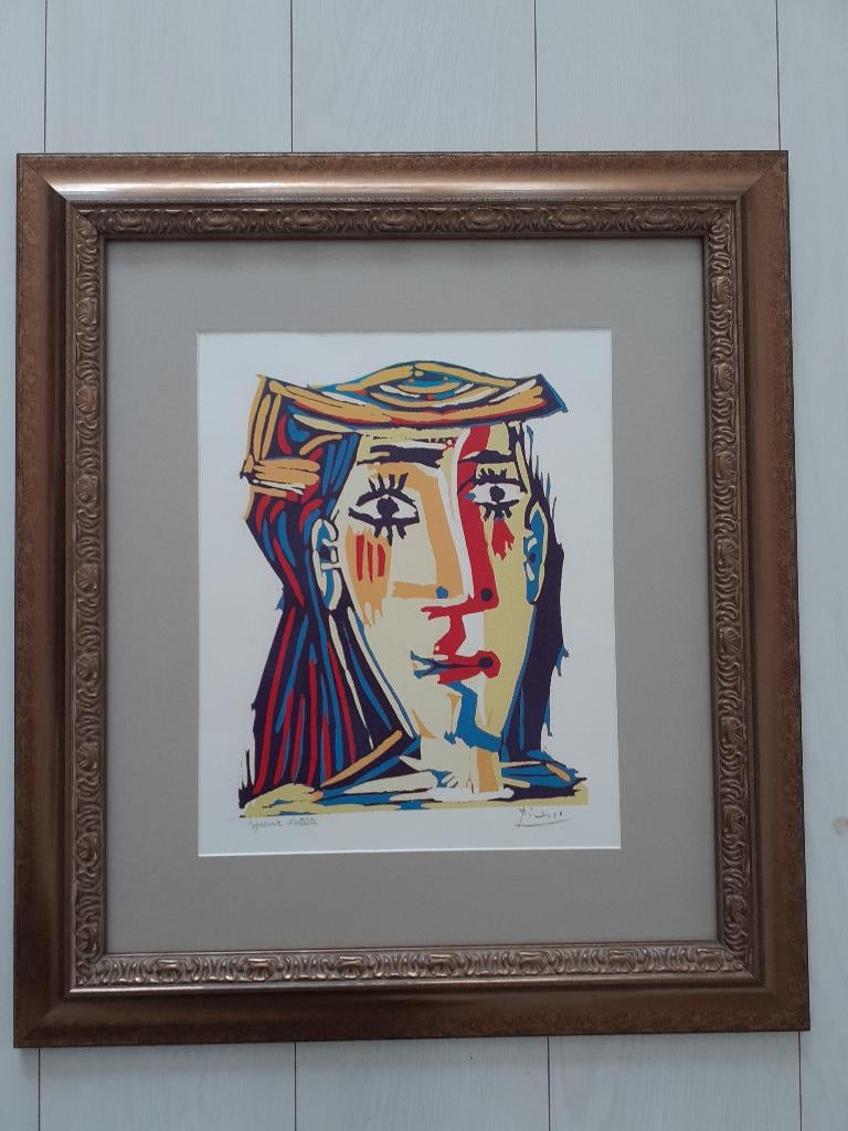 « Femme au chapeau » - Pablo Picasso, Enlèvement, Encadré