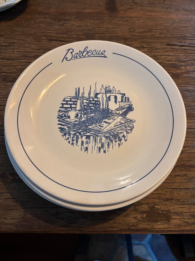 6 assiettes à barbecue, Maison & Meubles, Assiettes(s), Poterie, Comme neuf, Enlèvement