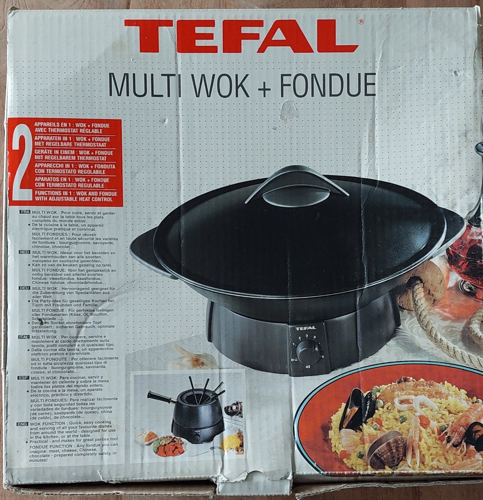 mooie Tefal wok + fondue set, Electroménager, Enlèvement ou Envoi, Comme neuf, Électrique, Service à fondue