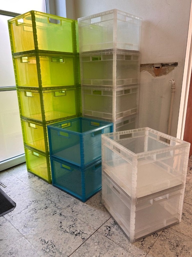LP's , vinyl, vintage IKEA MÅRD Memphis stijl, 19 boxen., Ophalen, Gebruikt, Overige typen