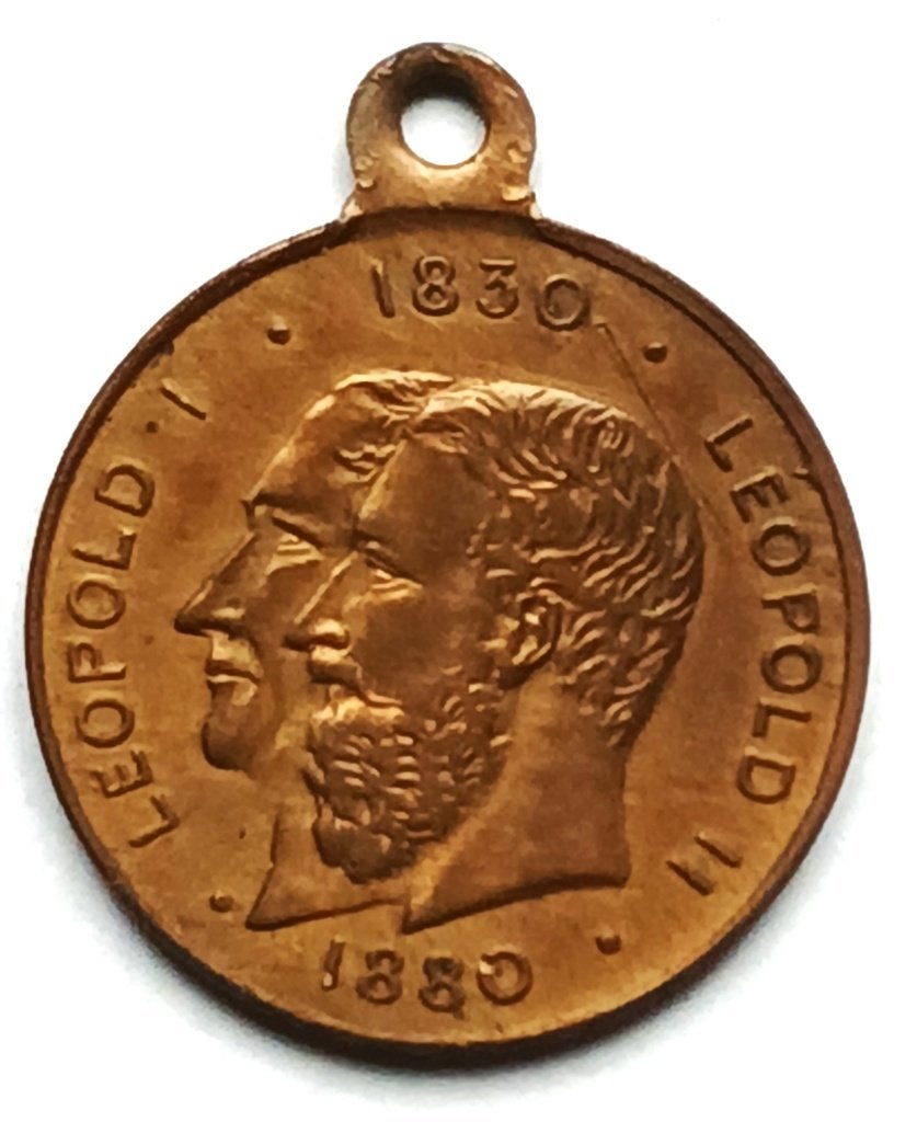 medaille leopold 1 + leopold 2 1830-1880 50 jaar belgie, Postzegels en Munten, Ophalen of Verzenden, Overige materialen