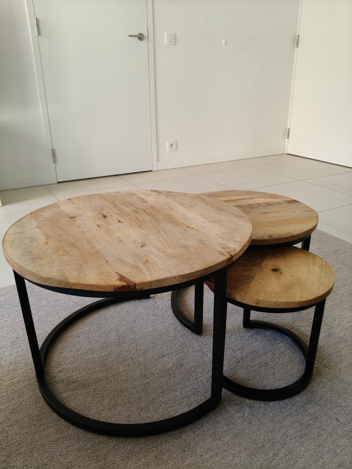 Tables basses empilables 3x, Maison & Meubles, Tables | Tables de salon, Modern, Industrieel, Rond, Comme neuf, Enlèvement