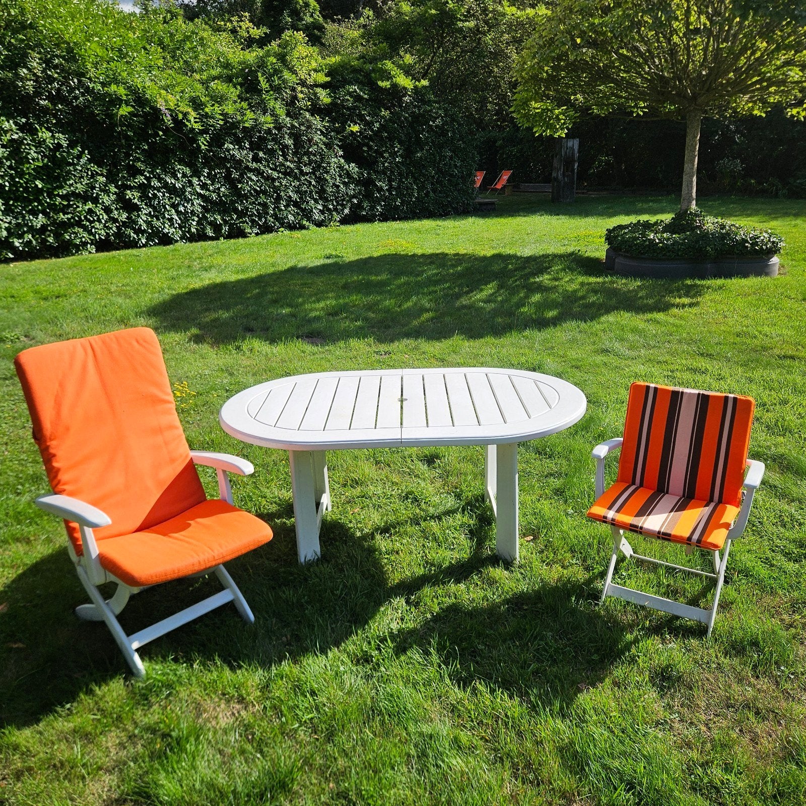 Triconfort + Kettler Tuinset (uitschuifbaar) + kussens, Ophalen, Kunststof, Eettafel, Meer dan 8 zitplaatsen