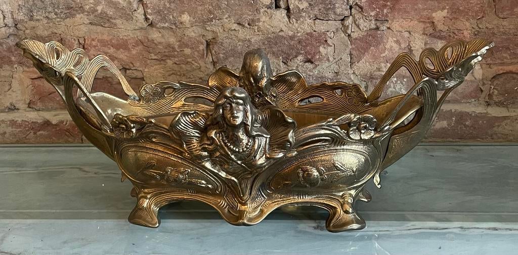 antieke Art Nouveau jardinière (plantenbak) brons, Ophalen