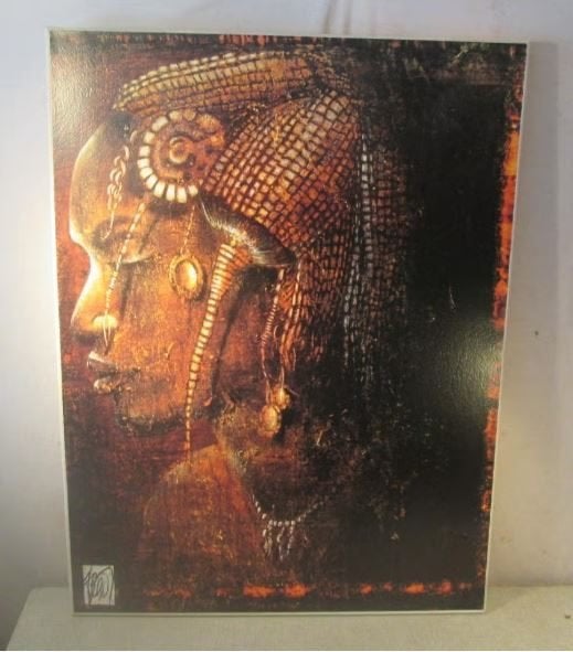 Belle œuvre d'art - Guerrier africain - signée - 80x60, Enlèvement ou Envoi, Comme neuf, Imprimé, Création originale