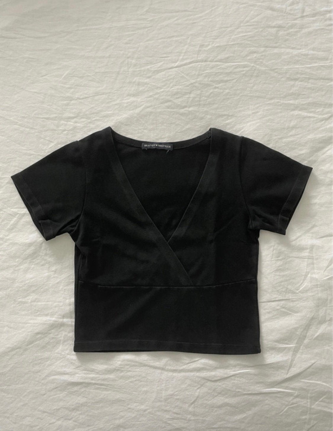 Zwarte crop top Brandy Melville, Manches courtes, Enlèvement, Taille 34 (XS) ou plus petite, Porté