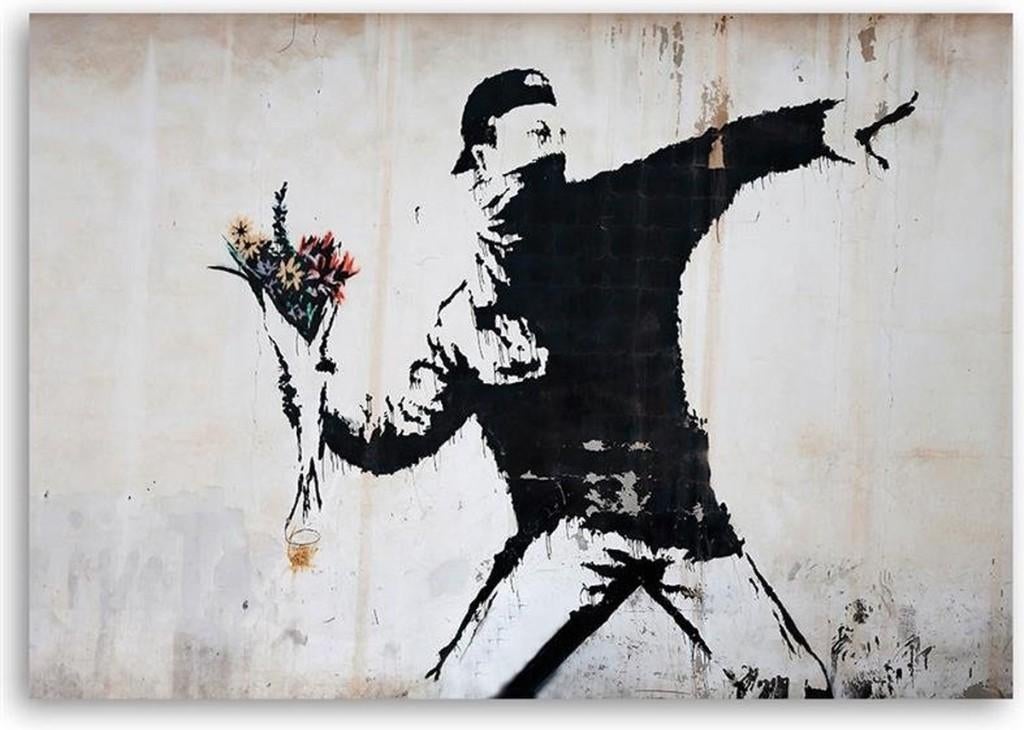 Banksy - Flower Thrower, Antiek en Kunst, Kunst | Schilderijen | Modern, Ophalen of Verzenden