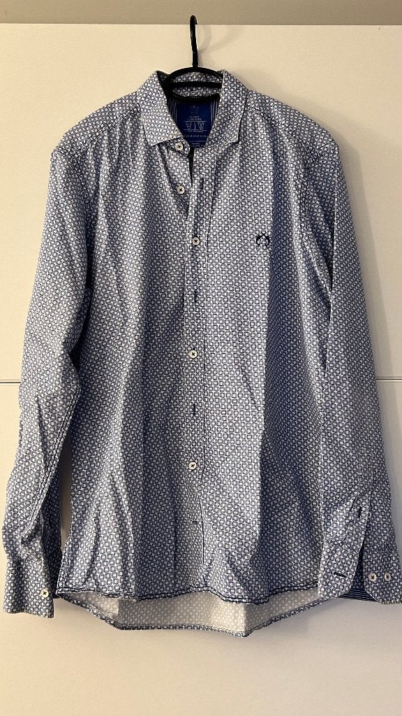 Claudio Campione blauwe hemd met print, Vêtements | Hommes, Enlèvement ou Envoi, Comme neuf, Bleu, Tour de cou 41/42 (L)