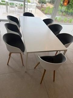 MDF Italia tafel - Tense + 8 Hay stoelen about a chair AAC22, 100 à 150 cm, Enlèvement, Utilisé, Modern