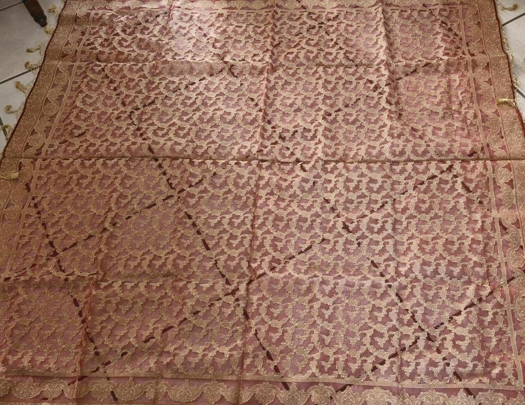Sjaal/omslagdoek - Thailand - bordeauxrood/beige-150x150 cm, Kleding | Dames, Mutsen, Sjaals en Handschoenen, Verzenden, Nieuw