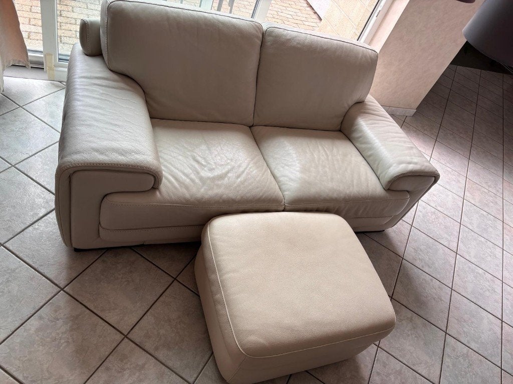 Canapé 2 places cuir véritable, 75 à 100 cm, Style moderne et sobre, 150 à 200 cm, Enlèvement