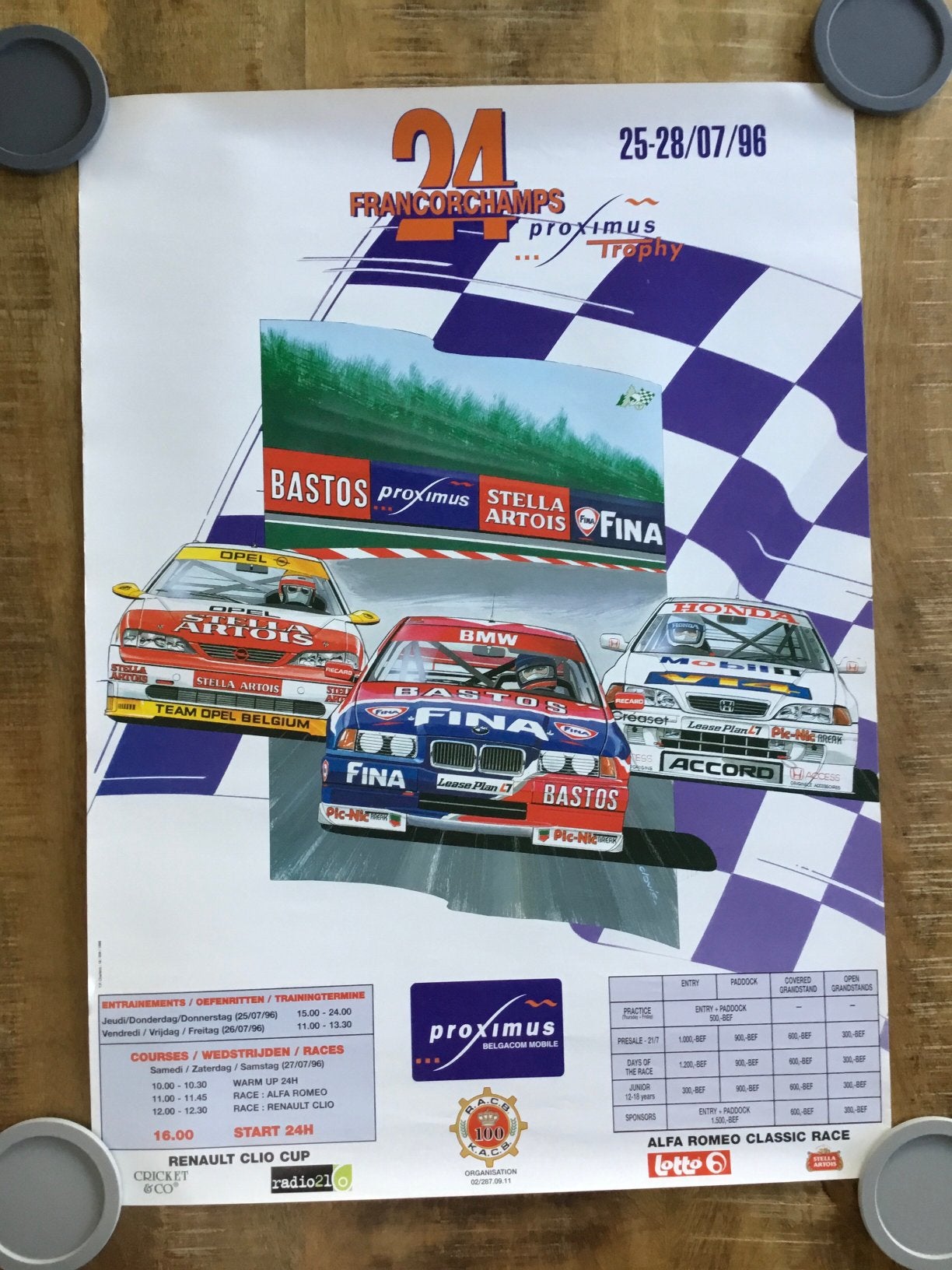 Affiche des 24 heures de Spa Francorchamps 1996, Enlèvement ou Envoi, Comme neuf