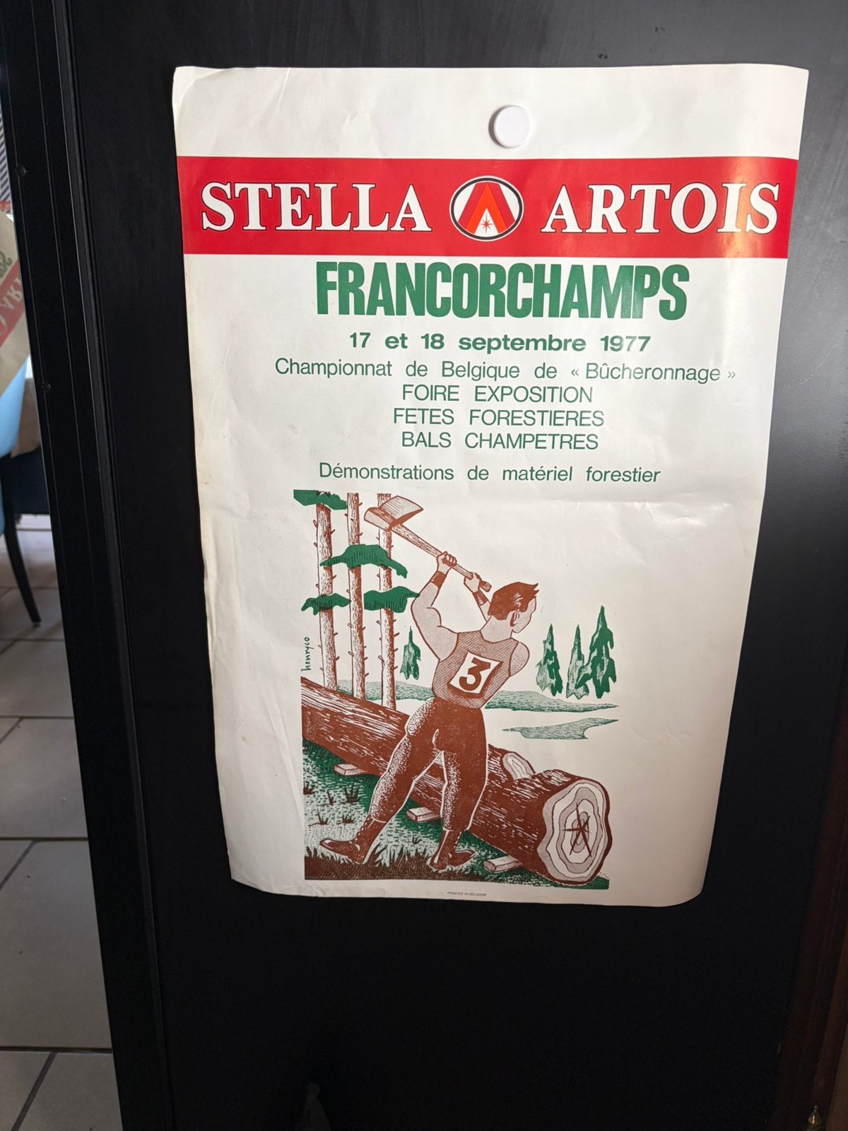 Oude affiche stella artois francorchamps 1977, Verzamelen, Ophalen, Gebruikt, Overige typen