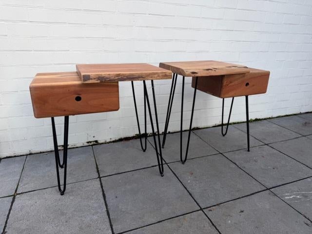2 nachtkastjes in massief mango-hout / ongebruikt, Ophalen, 55 tot 70 cm, Zo goed als nieuw, 45 tot 65 cm