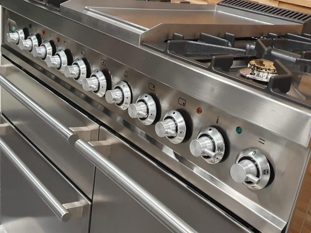 🔥Luxe Boretti Quadra Fornuis 100cm RVS  3 ovens ! Frytop, Ophalen, 60 cm of meer, Grill, Zo goed als nieuw