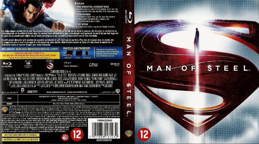 man of steel (blu-ray) nieuw, Ophalen of Verzenden, Zo goed als nieuw, Science Fiction en Fantasy