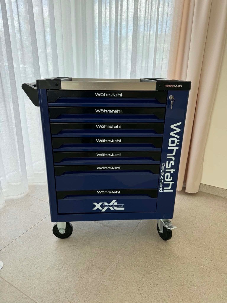 Werkzeugwagen Wöhrstahl Blau, Ophalen, Gevuld, Zo goed als nieuw