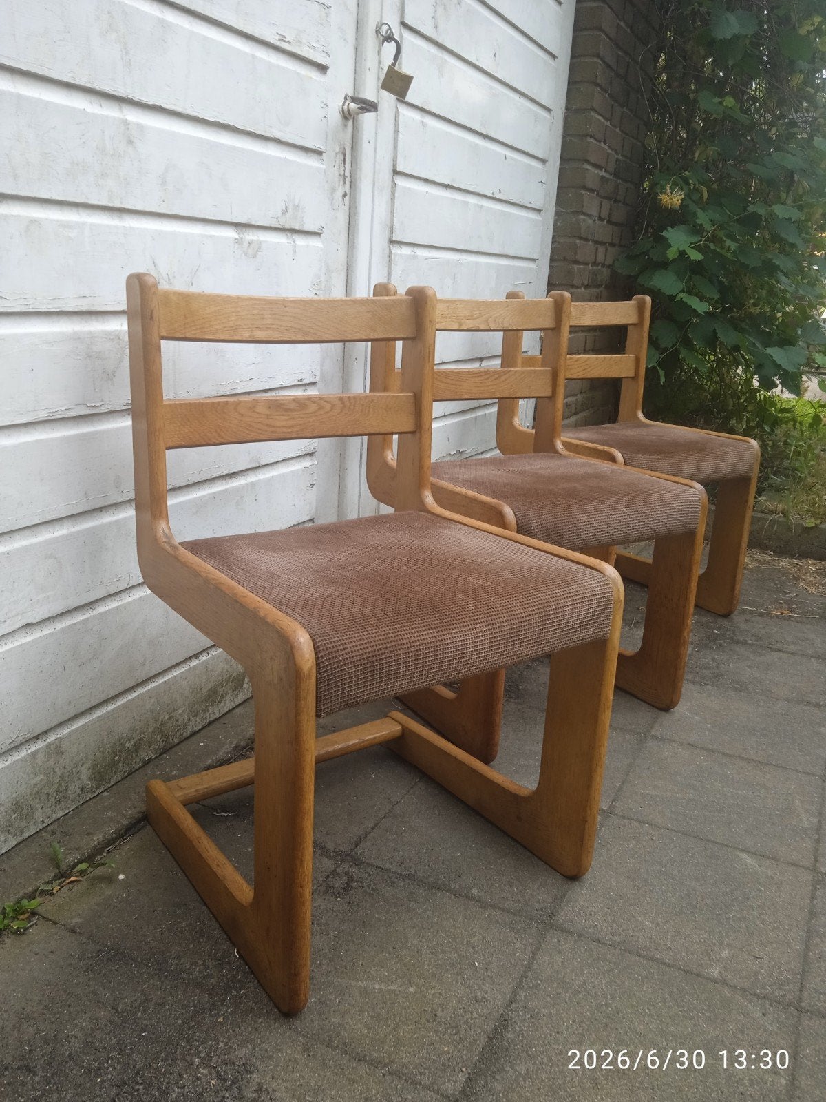 3 eiken Casala sledestoelen, Ophalen