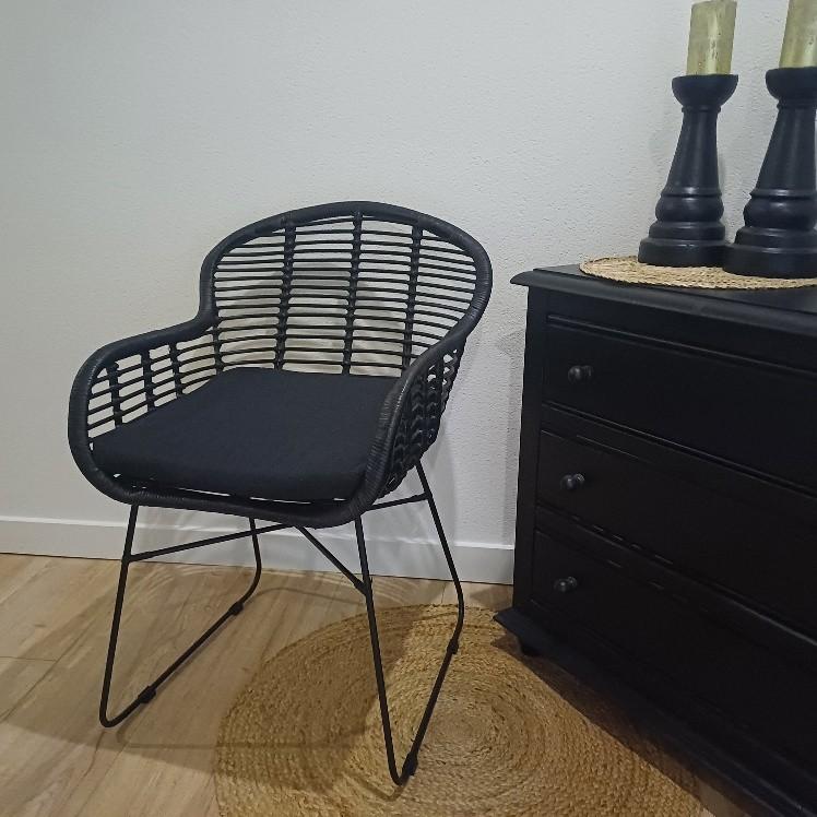 rotan stoel (Floor), Ophalen, Zwart