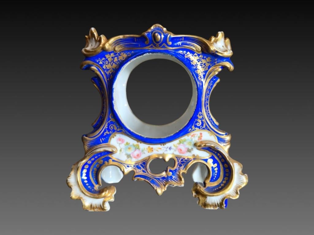 Boitier d'horloge en porcelaine richement peint, h. 20 cm, Enlèvement ou Envoi