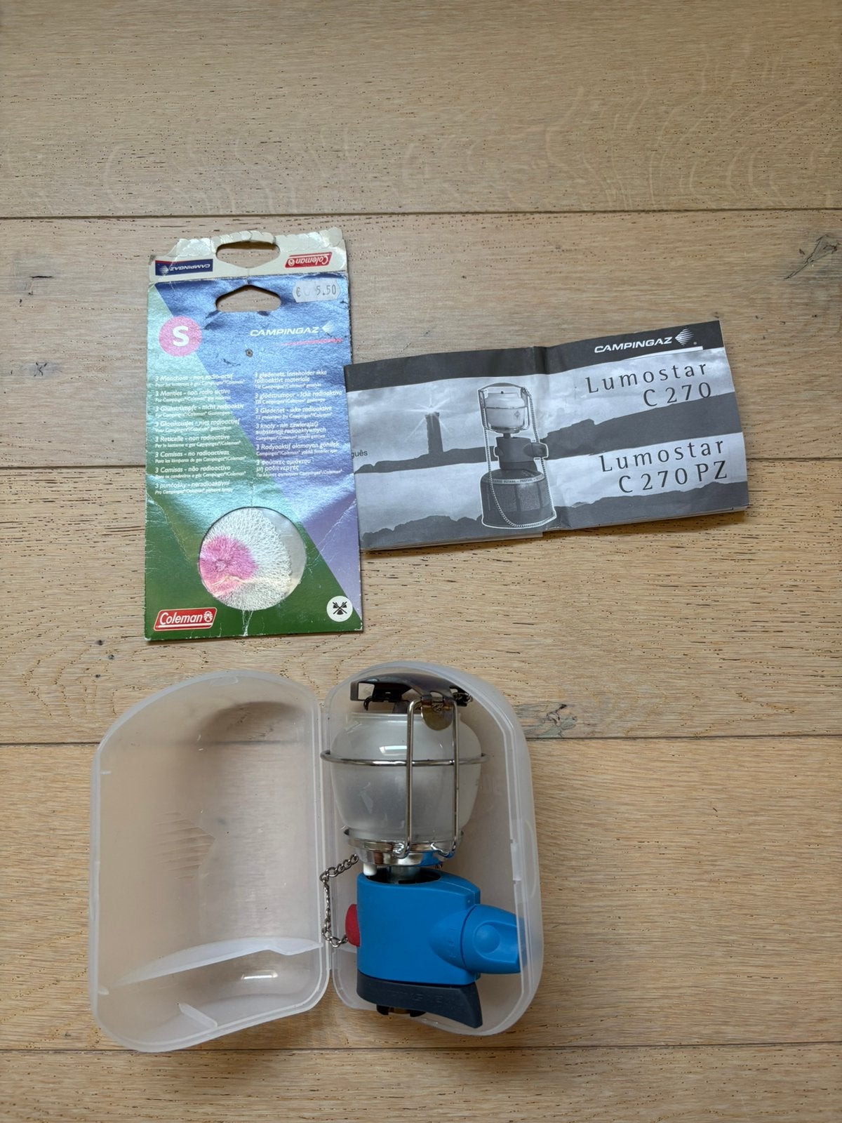 Luostar c270 campingaz lampje met twee gasbidons, Caravans en Kamperen, Ophalen, Zo goed als nieuw