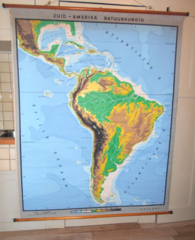ancienne carte geographique scolaire Amerique du sud Dossray, Ophalen