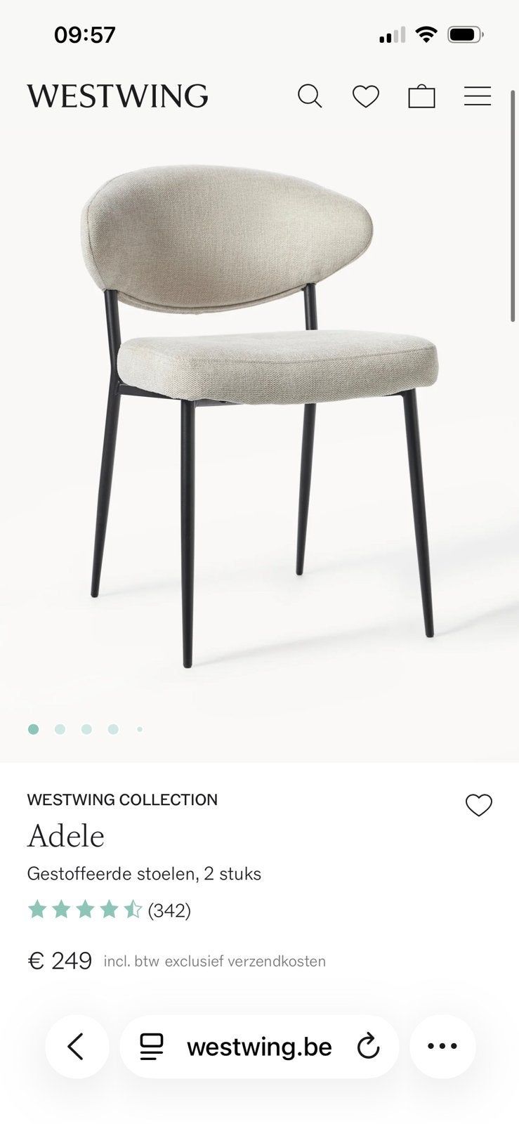 Gestoffeerde stoelen, Maison & Meubles, Enlèvement, Comme neuf