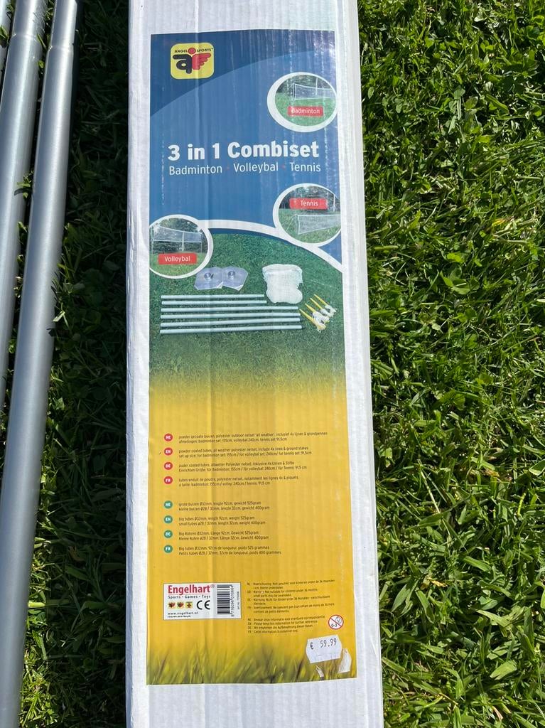 Combiset net badminton- volley- tennis KOOPJE, Sports & Fitness, Tennis, Enlèvement, Neuf, Autres types, Autres marques