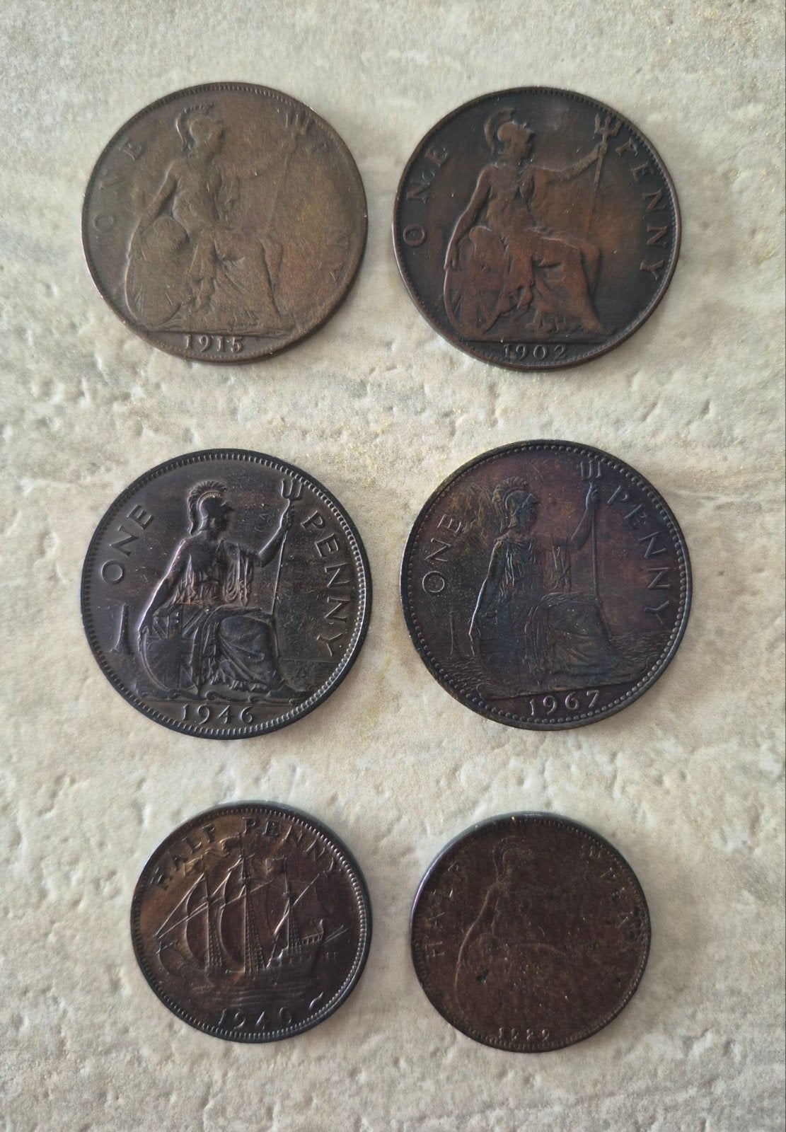 munten Engeland one penny half penny, Ophalen of Verzenden, Munten