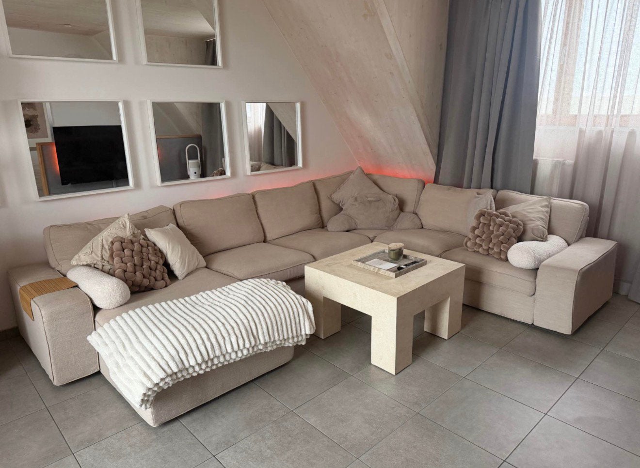 Beige modulaire hoekzetel IKEA KIVIK, Ophalen, Zo goed als nieuw
