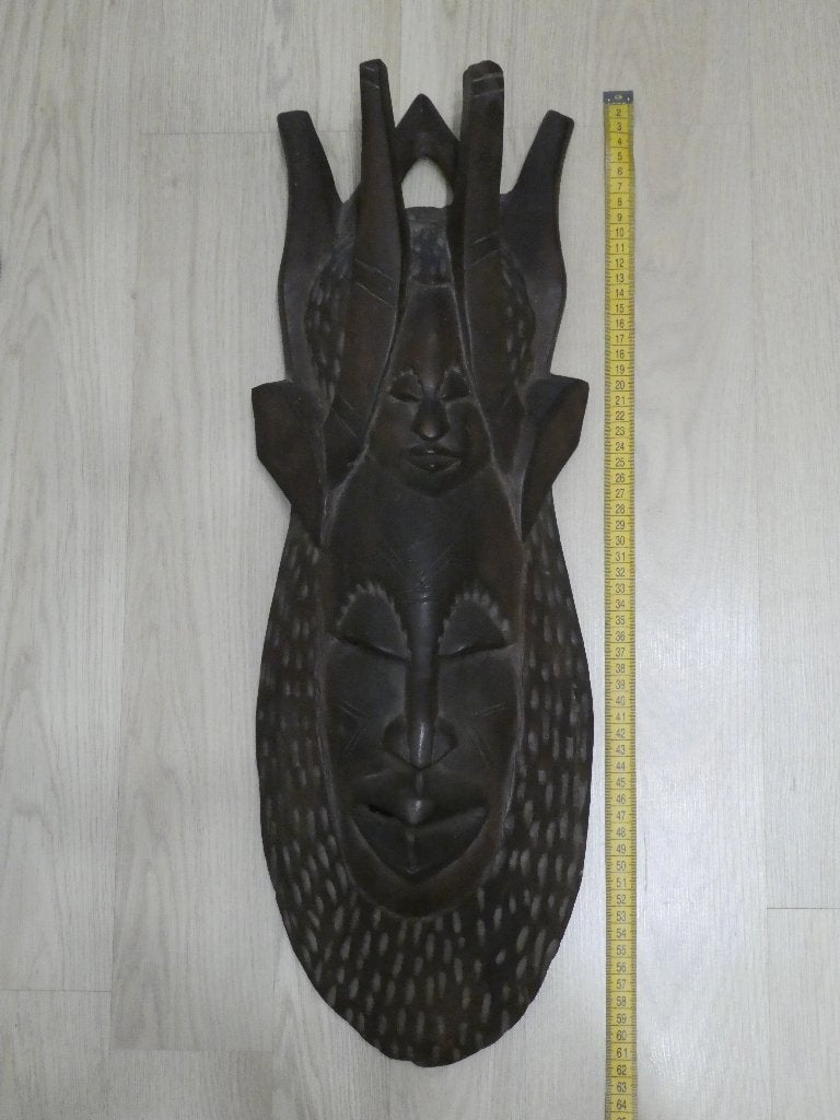 Afrikaans Houten Masker Handgesneden (2), Antiek en Kunst, Kunst | Beelden en Houtsnijwerken, Ophalen, Masker, Handgemaakt, Hout