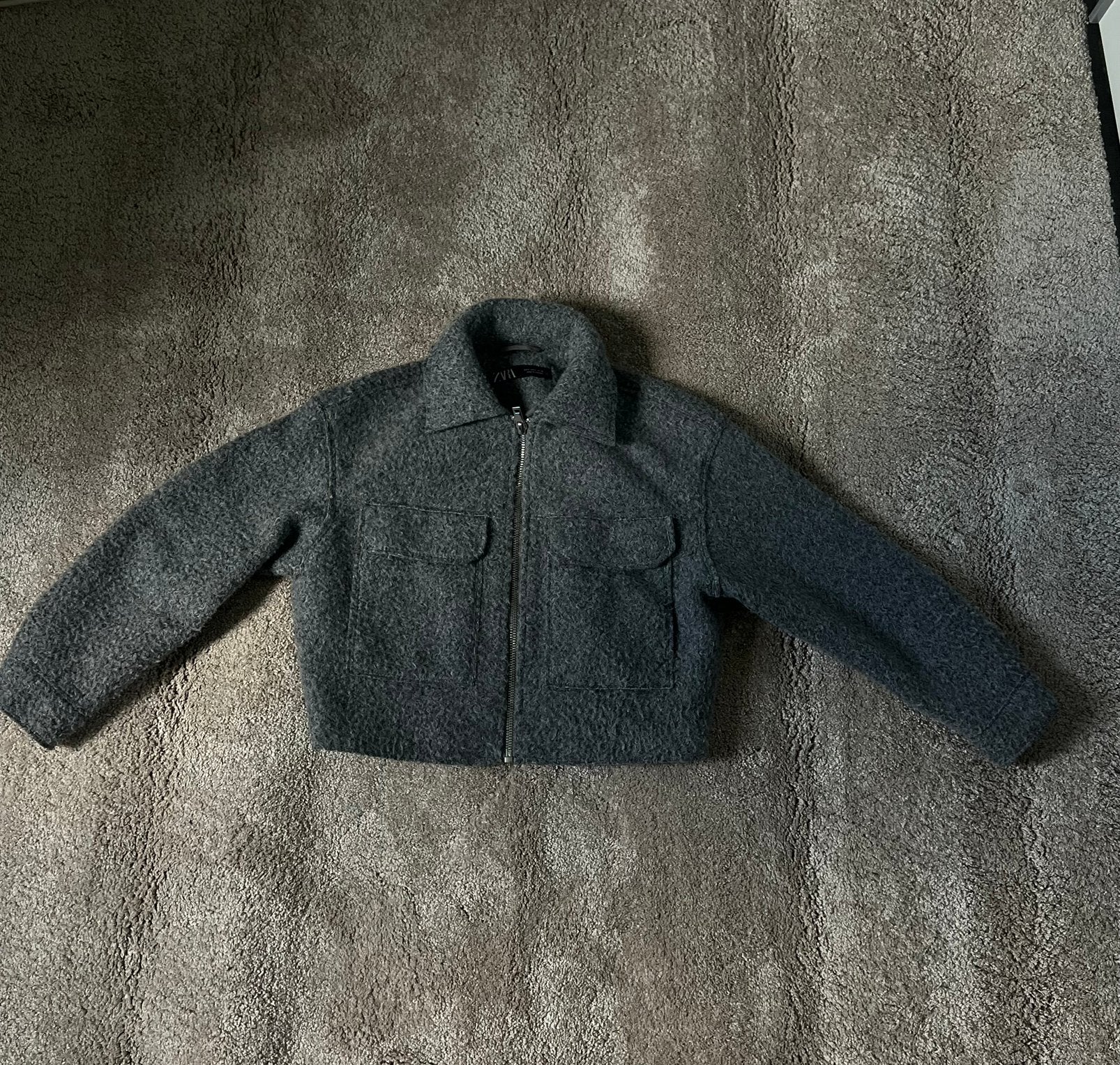 ZARA Grijze Teddy/Wollen Jas – Maat S, Kleding | Dames, Ophalen, Zo goed als nieuw