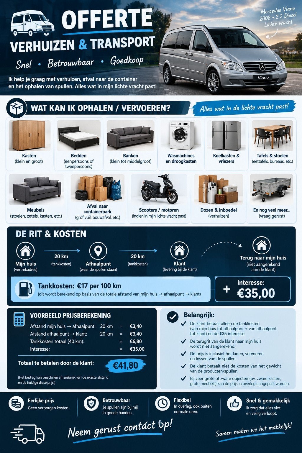 goedkoopste Verhuizen, Containerpark,Ophalen,leveren,.., Enlèvement ou Envoi