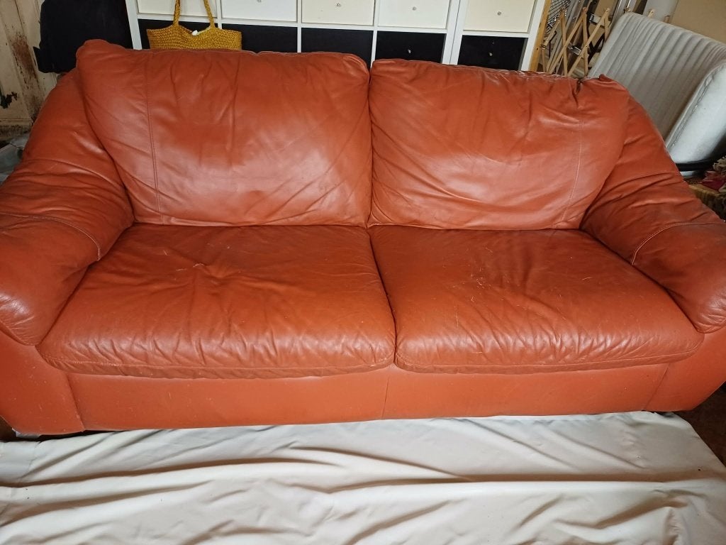 IKEA 3-zitsbank in leer, Ophalen, Gebruikt, Driepersoons, Leer