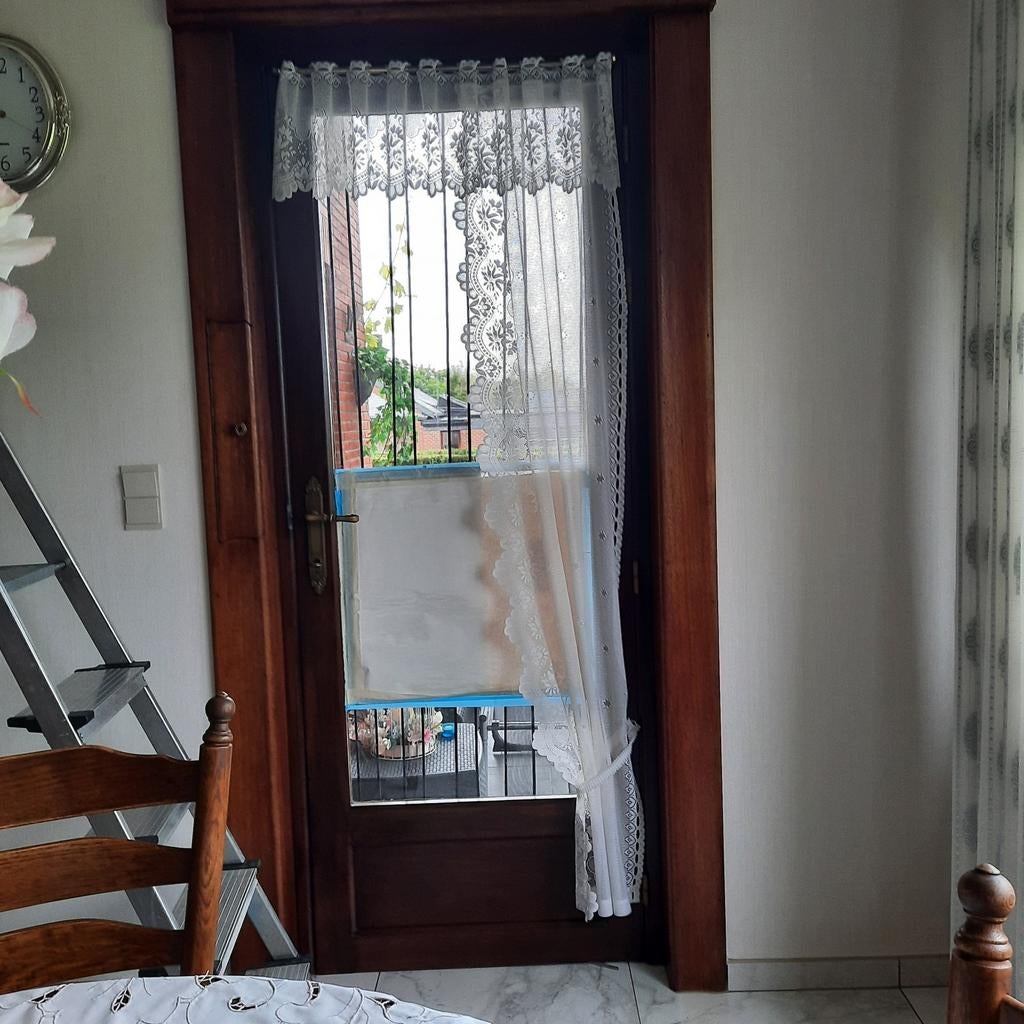 rideau blanc avec motif pour  porte, Comme neuf, 50 à 100 cm, Blanc, 150 à 200 cm