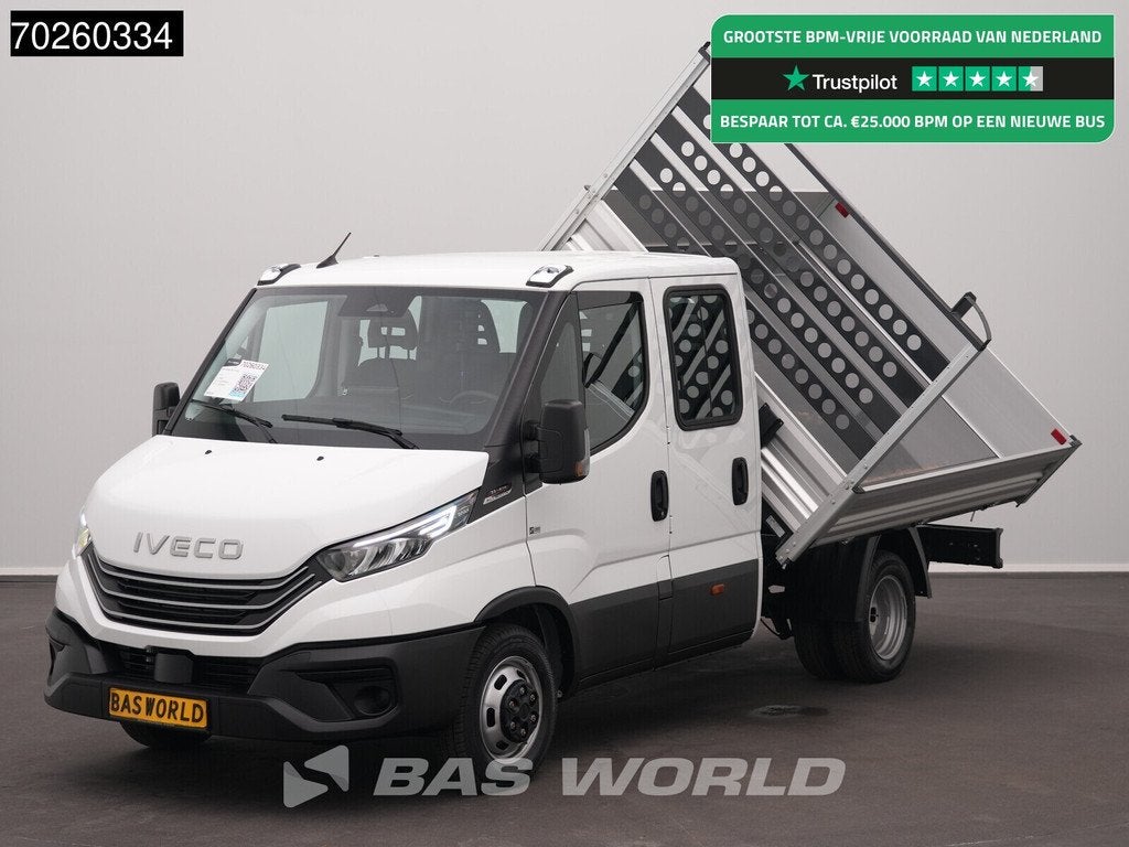 Iveco Daily 35C21 BPM VRIJ! 3-Zijdige Kipper Dubbel Cabine 2, Auto's, Stof, Euro 6, 4 cilinders, Iveco