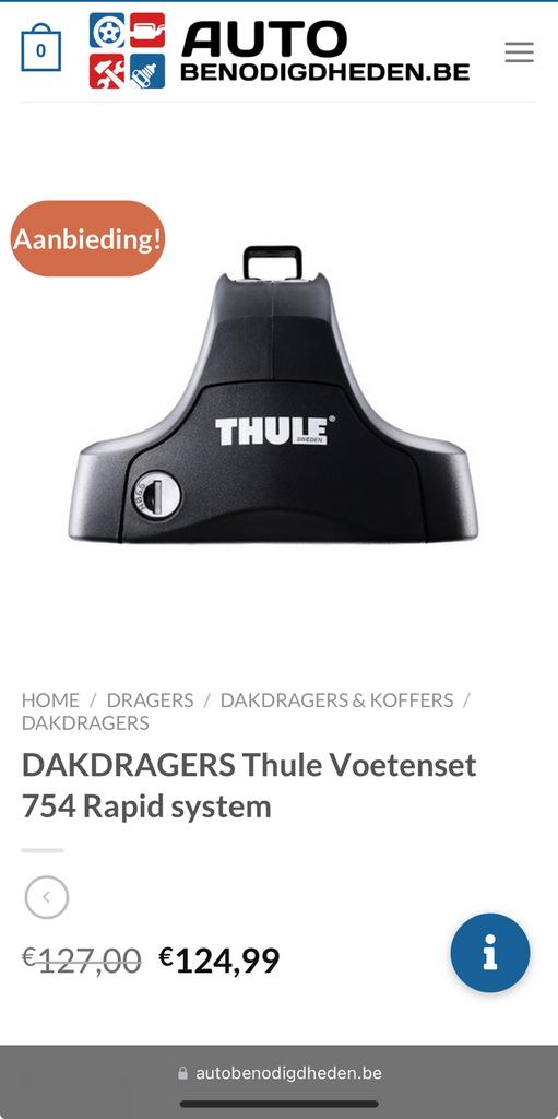 Voetenset 754 thule, Auto diversen, Dakdragers, Ophalen, Zo goed als nieuw
