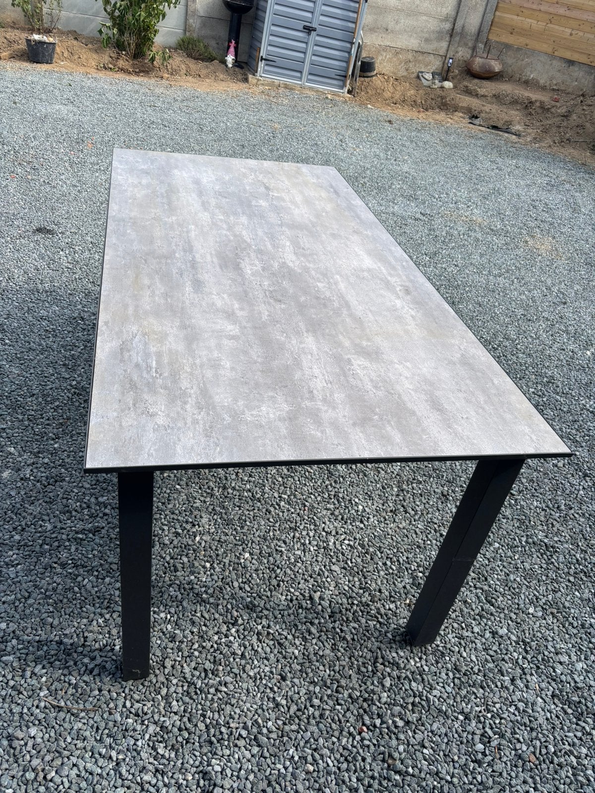 Tuintafel met granieten blad, Enlèvement, Comme neuf