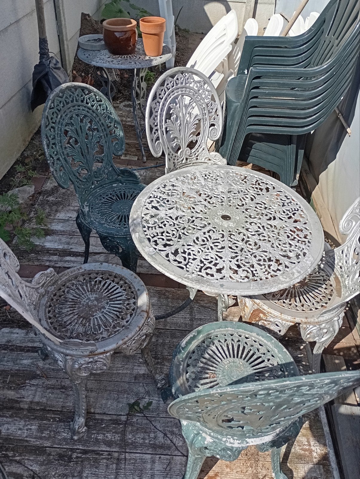 zware metalen bistro set, Enlèvement, Utilisé
