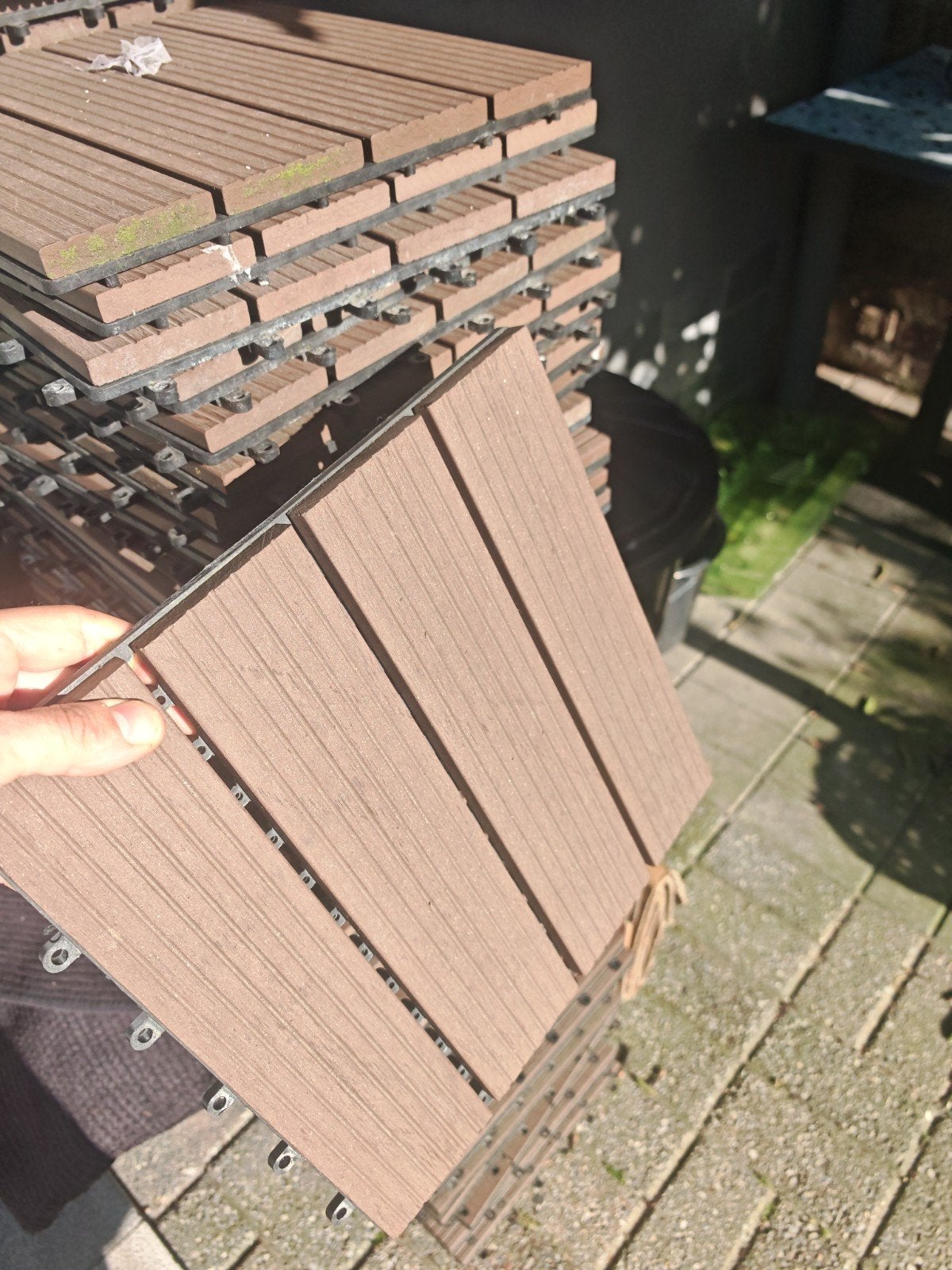 Tuin tegel HKC kunststof bruin, 12m², Caravanes & Camping, Enlèvement, Comme neuf