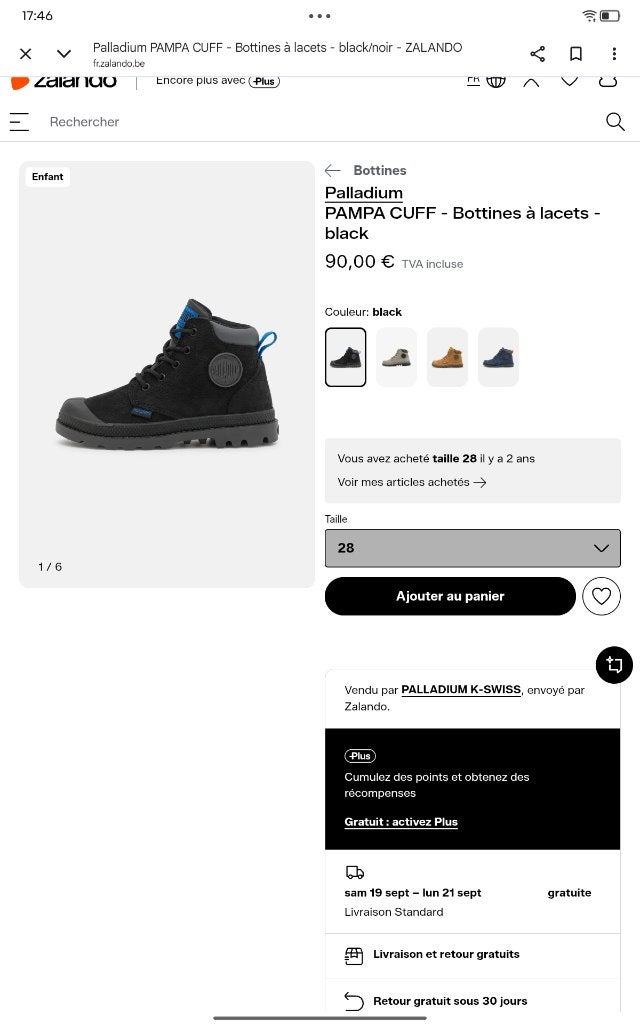 Palladium neuve enfant, Neuf, Noir, Enlèvement, Autres types