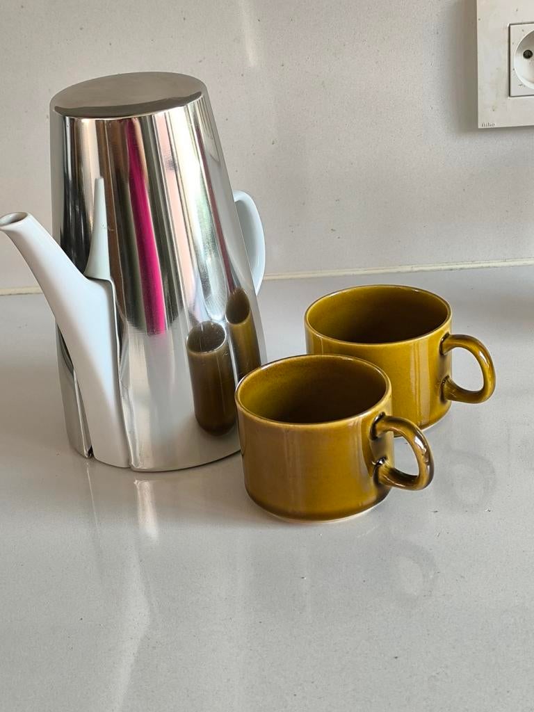 Vintage koffiekan, Melitta en 2 Melitta tassen, Ophalen of Verzenden