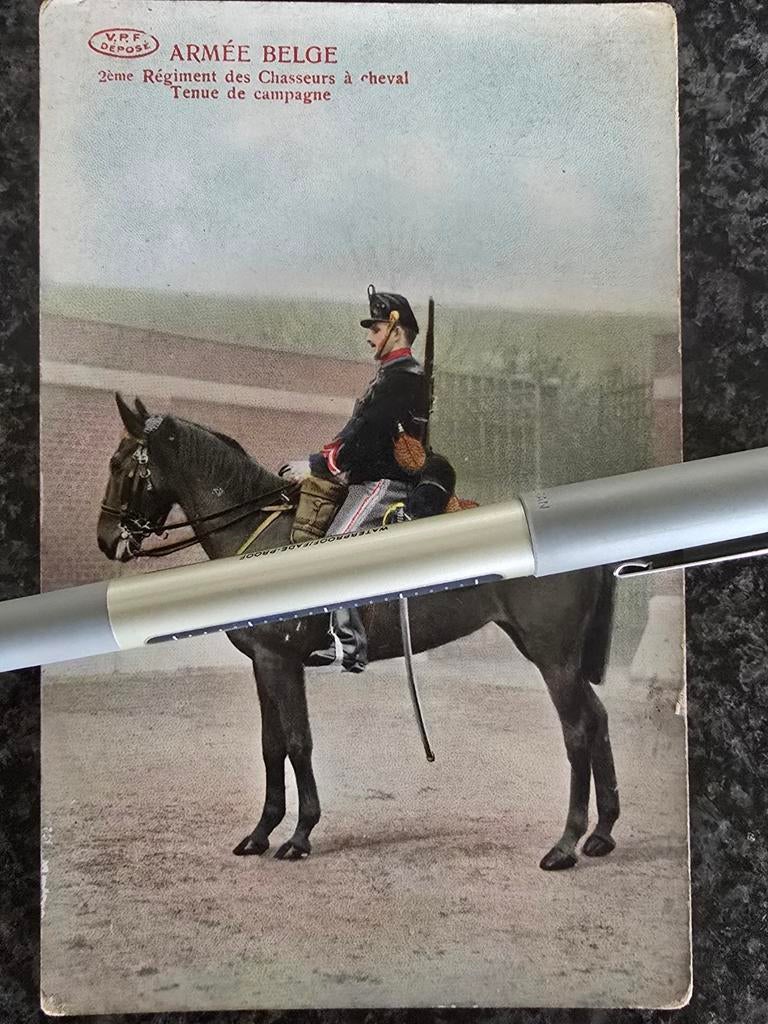 Armée Belge ABBL postkaart pre WO1 1e Regt Jagers te paard, Ophalen