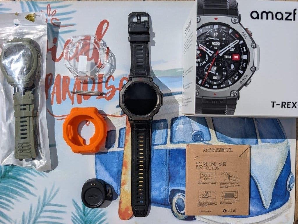Amazfit Trex 3: Garantie 10 ATM 4 bandjes & Screen Protector, Handtassen en Accessoires, Amazfit, Zwart, Ophalen of Verzenden