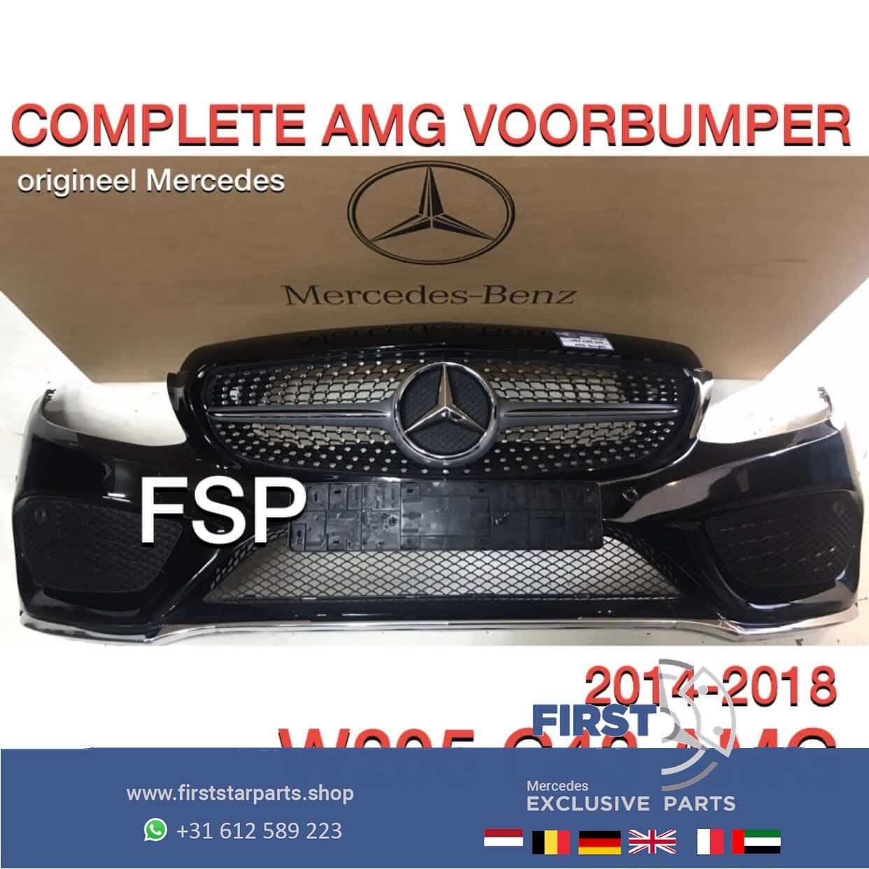 W205 C205 Mercedes C Klasse AMG VOORBUMPER + DIAMANT GRIL OR, Gebruikt, -, Voor, Ophalen of Verzenden